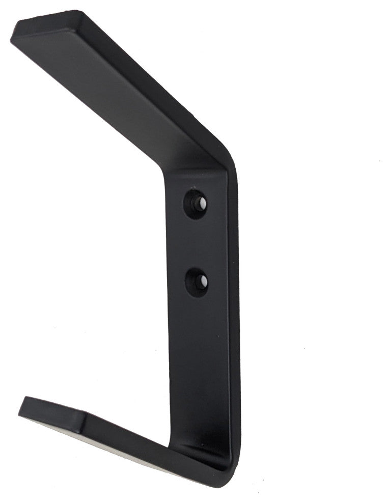 (4) Double Coat Hook Tilted Black Steel Iron Modern Farmhouse Rustic Industrial