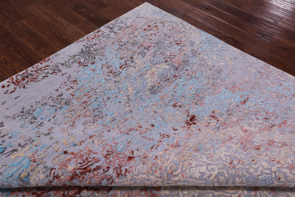 Modern Wool and Silk Handmade Rug 8' 0" X 10' 1" Q9247