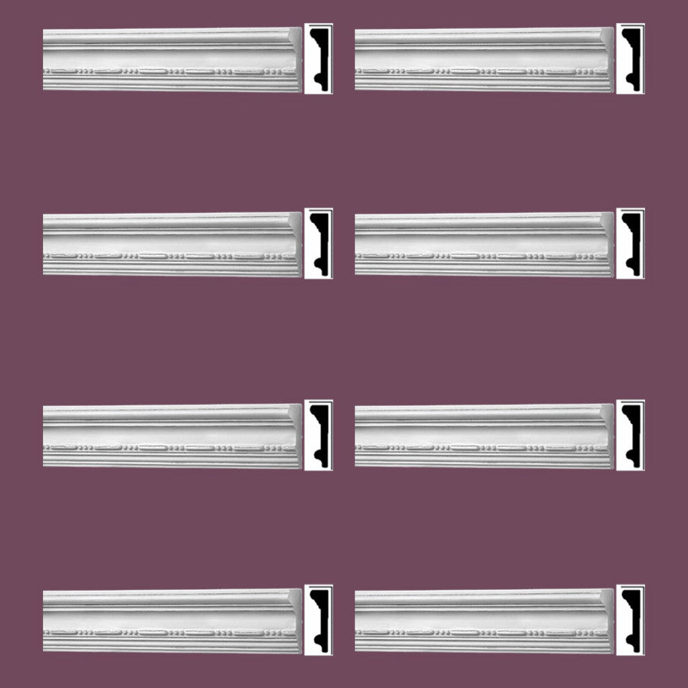 Crown Molding White Urethane Viva Ornate Design 8 Pieces Totaling 638" Length