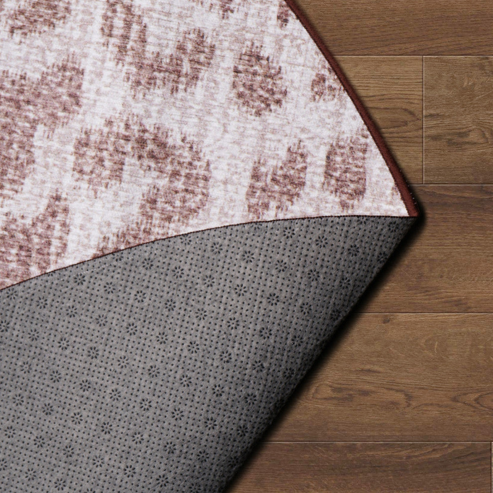 My Magic Carpet Washable Rug Miya Leopard Brown, 6' X 6'