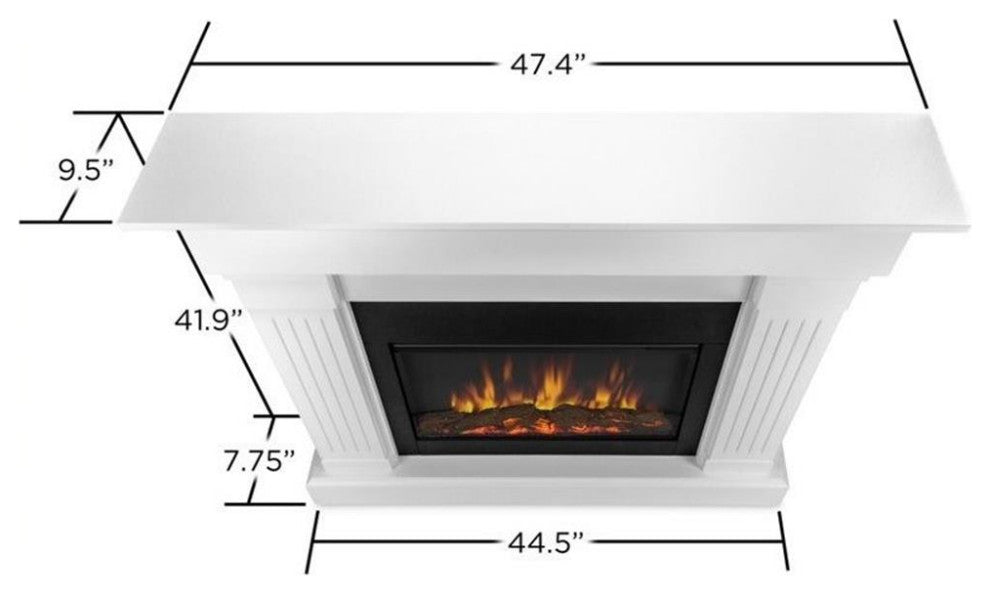 Real Flame Modern Wood Crawford Electric Slim Line Fireplace in White