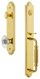Arc 1-Piece Dummy Handleset, F Grip and Burgundy Knob, Lifetime Brass, 848476