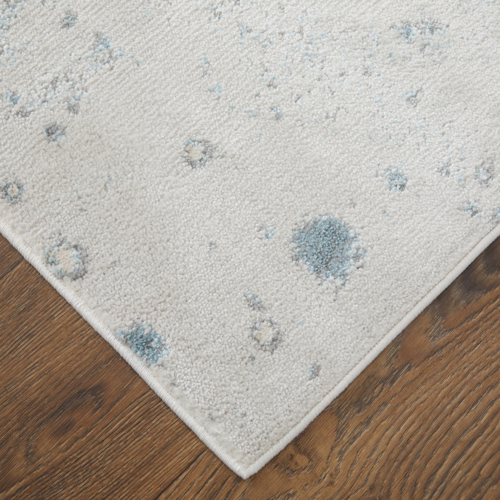 Oria Industrial Abstract Area Rug, Blue/Gray/Ivory, 10'x13'2"