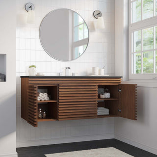 Render 48" Wall-Mount Bathroom Vanity, Walnut Black