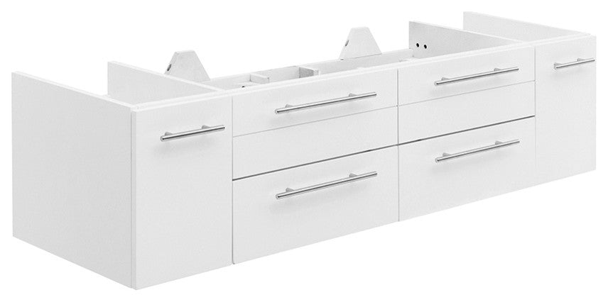 Lucera Wall Mount Undermount Sink Bathroom Cabinet, White, 60"