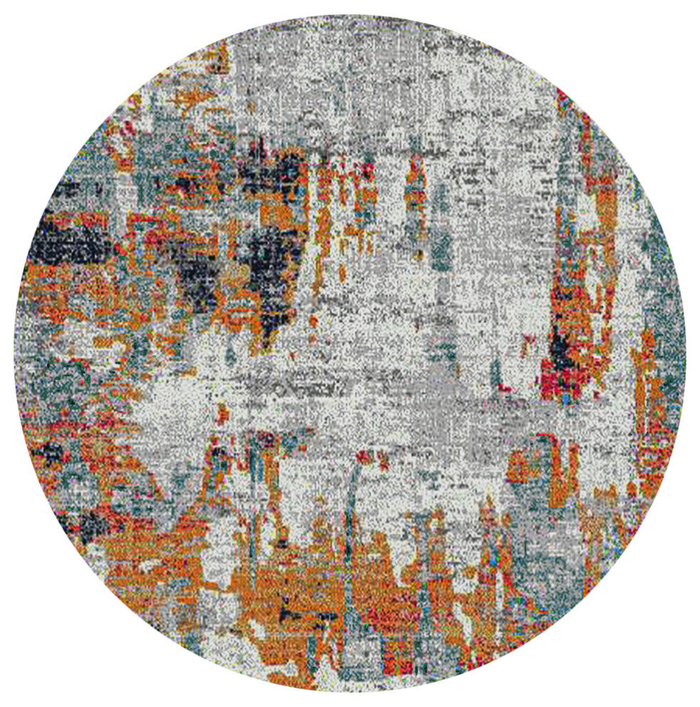 Montana Joanna Area Rug, Orange, 7'6" x 7'6"R, Abstract