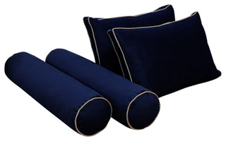 STYLEV1 TwinXL Velvet ContrastPipe IndoorDaybed Mattress Pillow, Cover Only