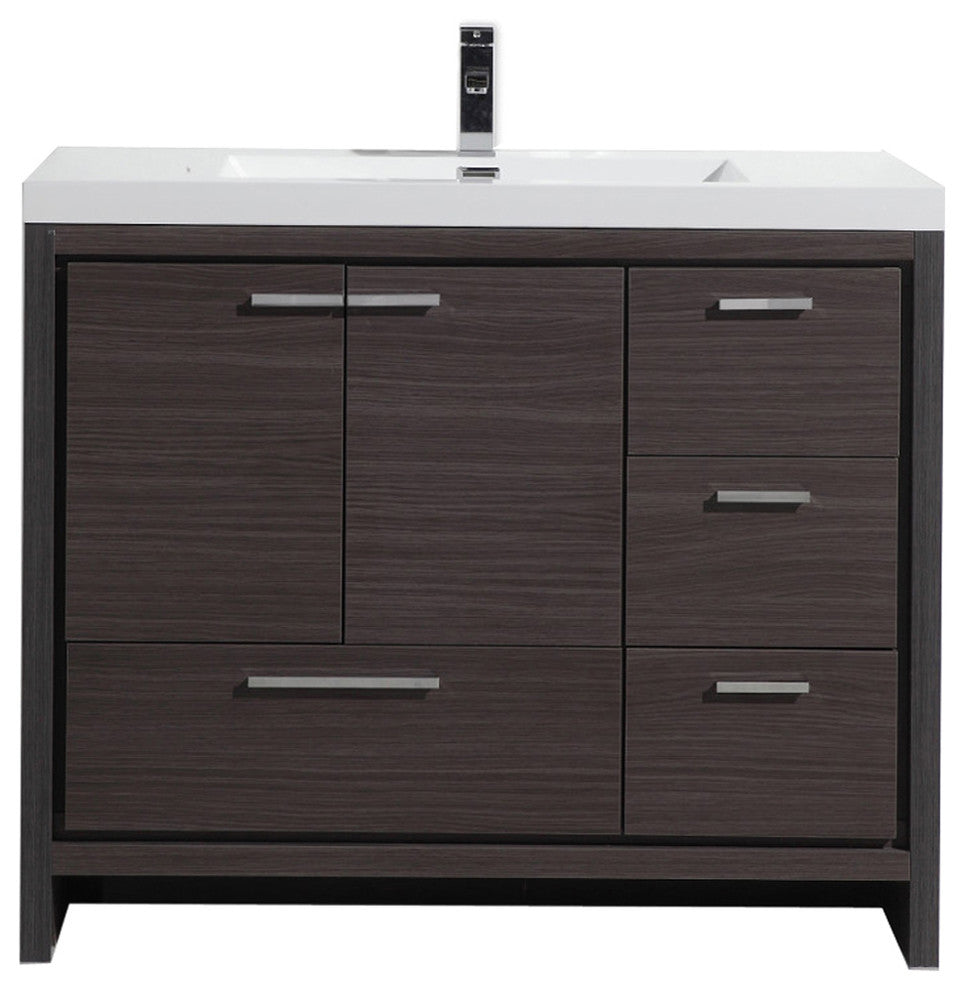 Alma Allier 42 inch free standing vanity with sink, Gray-Oak, Right Drawer