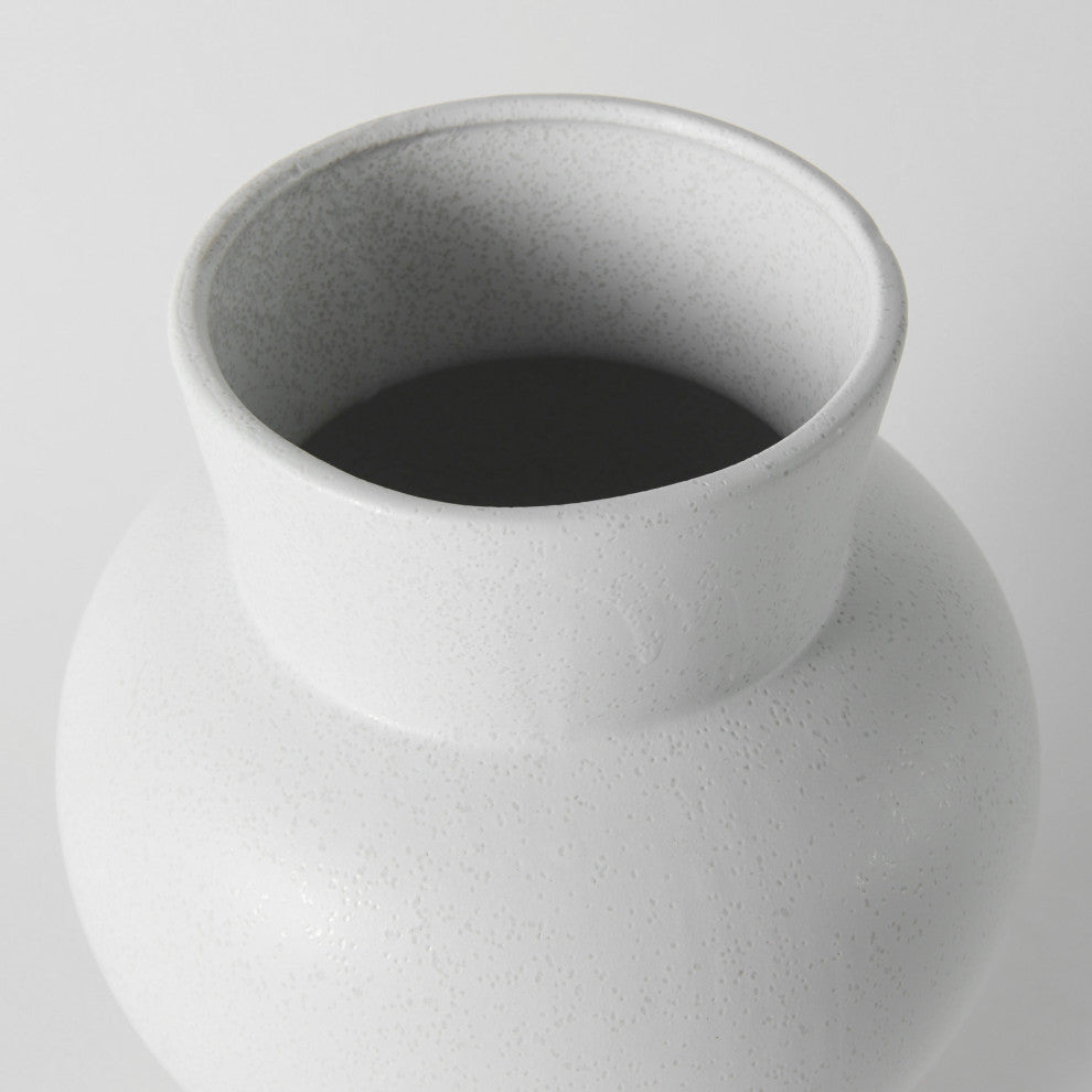 Laforge White Ceramic Vase, 11"