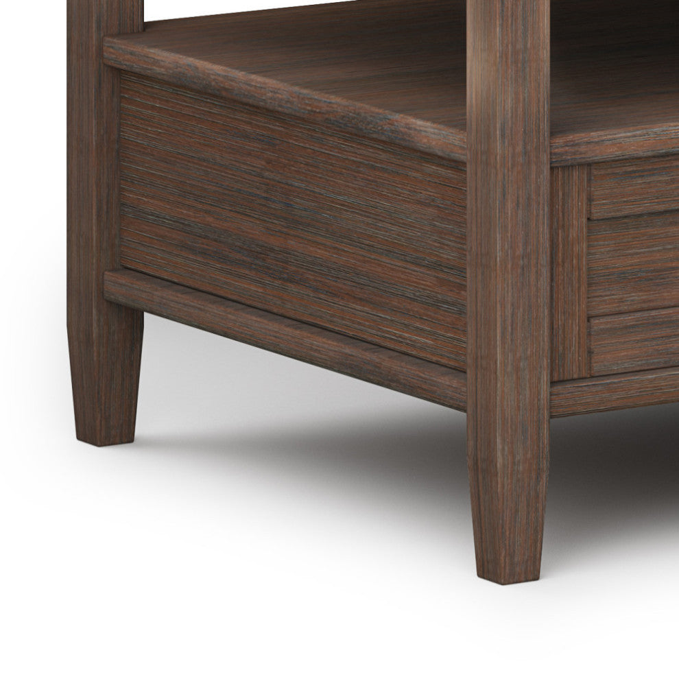 Warm Shaker SOLID WOOD Coffee Table, Farmhouse Brown