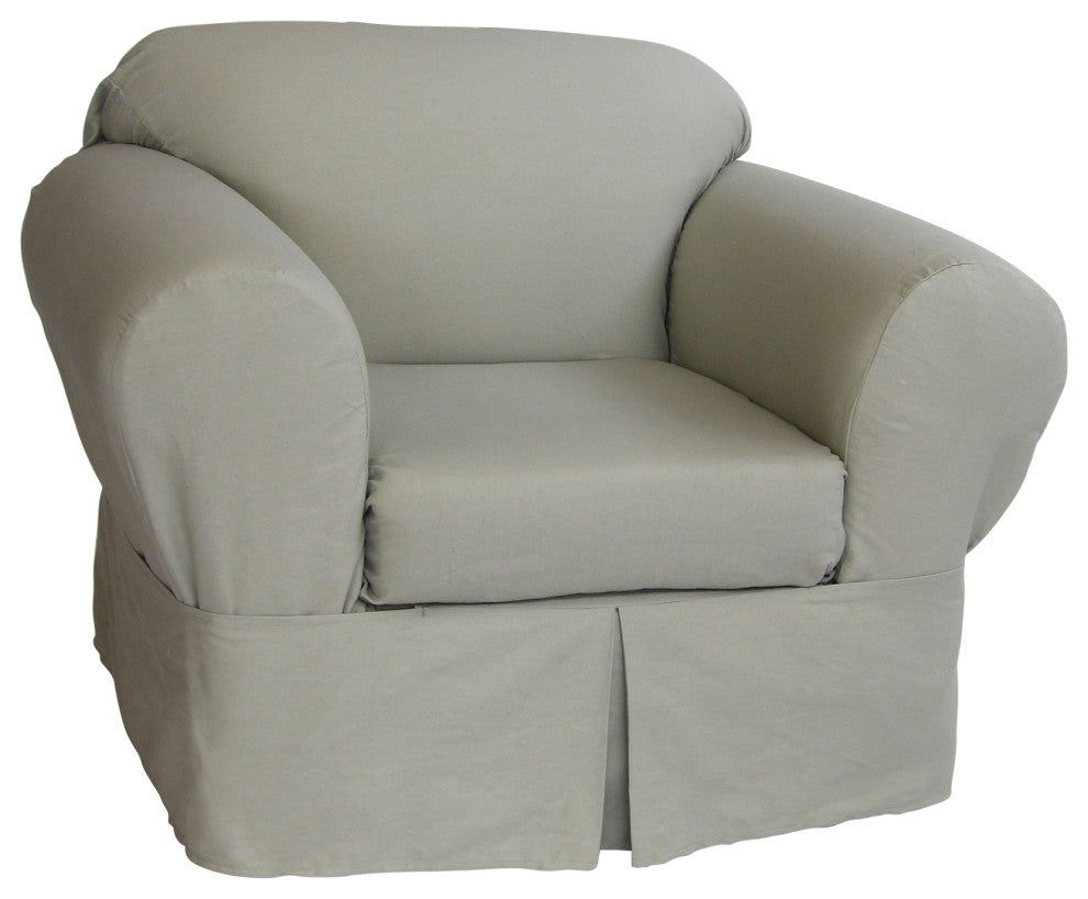 Classic Slipcover 2-Piece Twill Chair Slipcover Sage