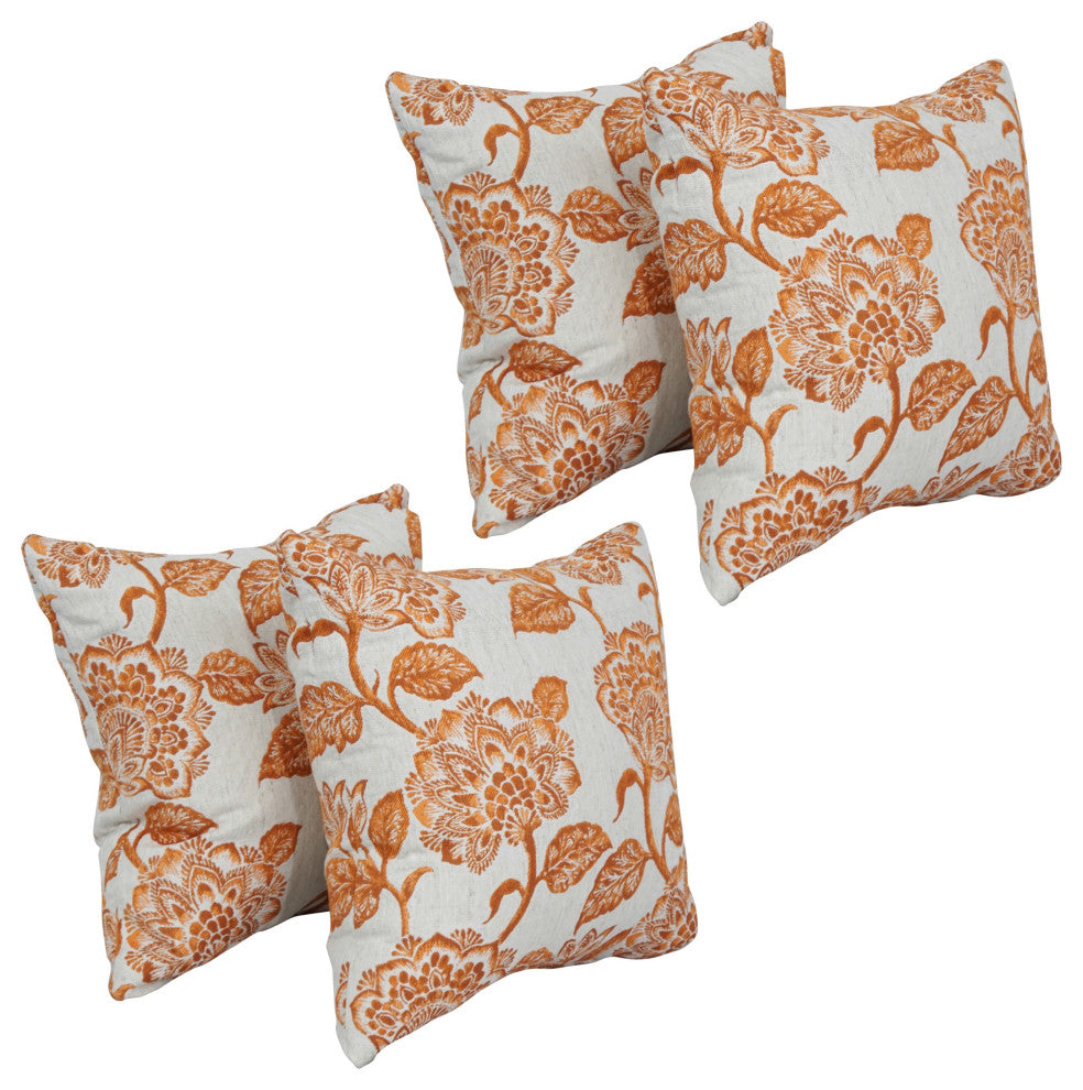 17" Jacquard Throw Pillows With Inserts, Set of 4, Vivier Bitter