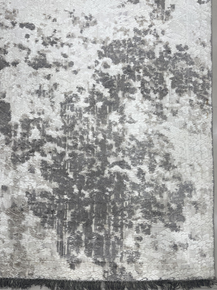 Hand-Knotted Wool Ivory/Beige Transitional Modern Modern Rug, 7'x9'