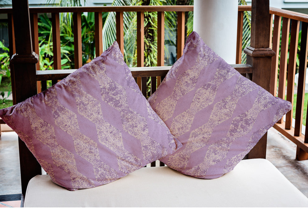 Pyramid Stripe Indoor/Outdoor Throw Pillow, Purple, 16x16"