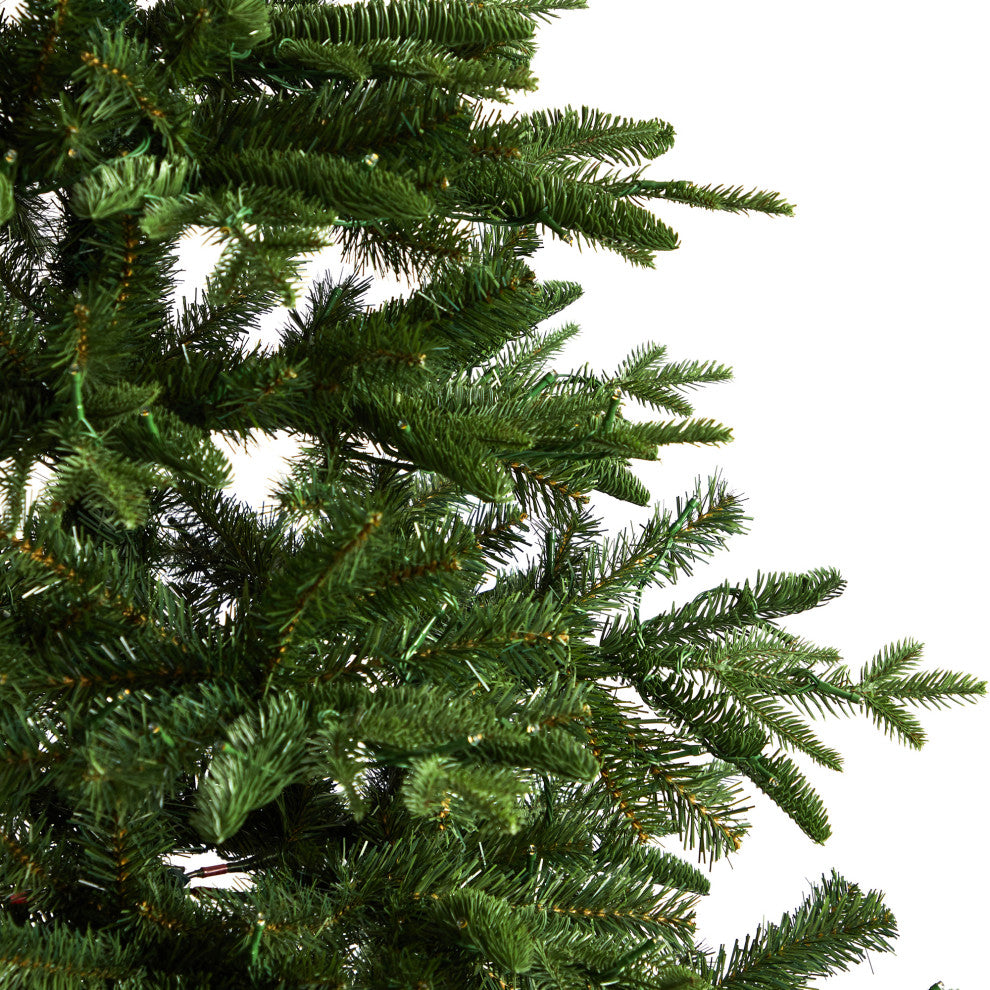 7' Montreal Spruce Faux Xmas Tree W/ 650 White Lights & 1575 Bendable Branches