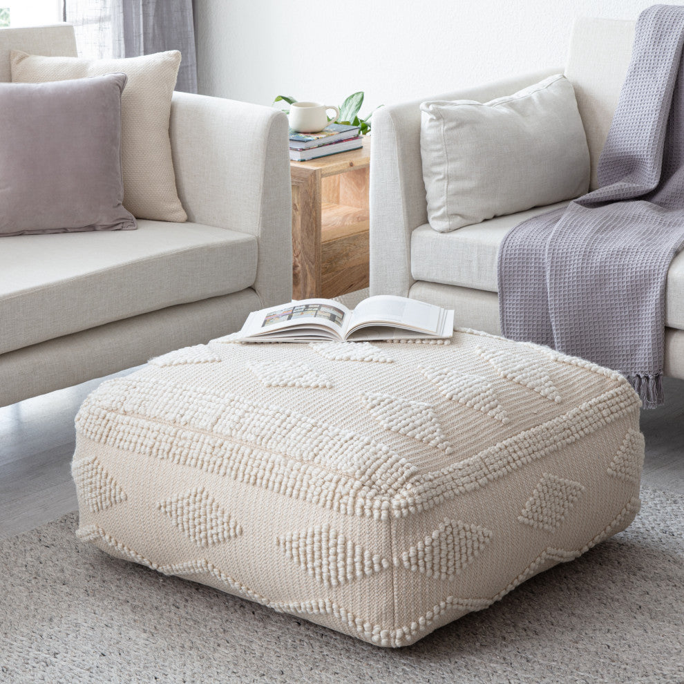 Maverick 34" x 34" x 16" Ivory Ottoman