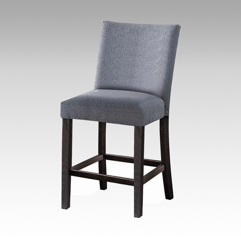 Set of 2 Fabric Counter Height Chair, Grey/Weathered Espresso