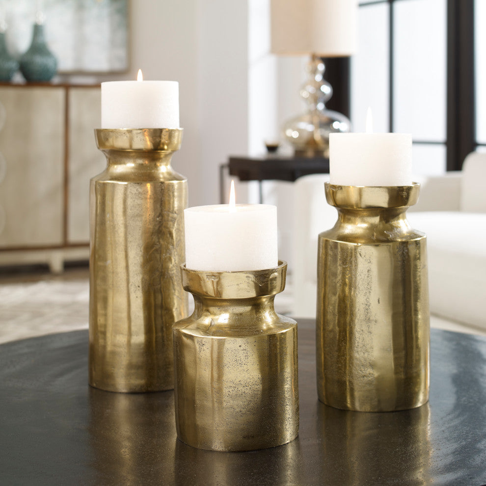 Uttermost Amina Antique Brass Candleholders 3-Piece Set 18958