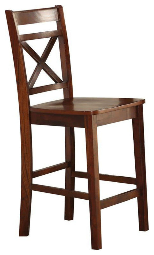 Set of 2 Wooden Counter Height Chairs, Cherry