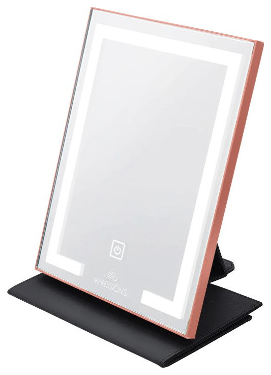 Lumiere Touch Pad Mini LED Makeup Mirror, Rose Gold, Led Strip Light