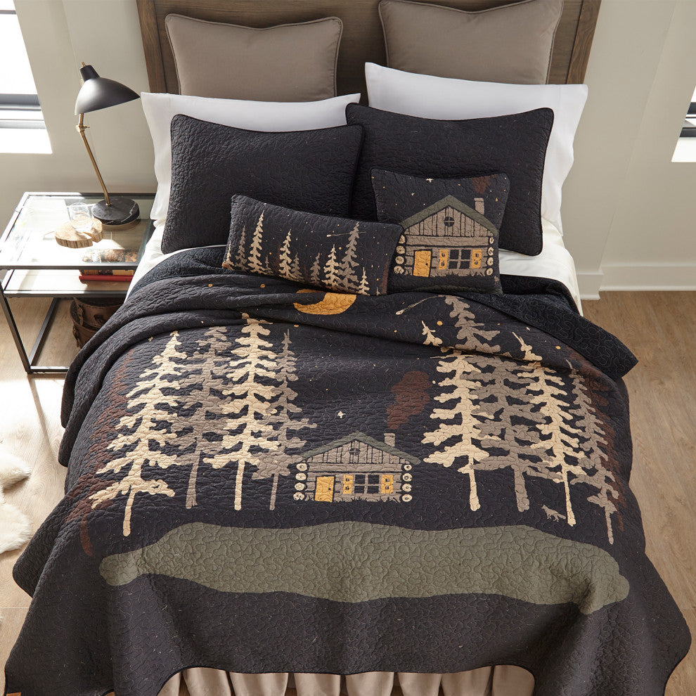 Moonlit Cabin Decorative Pillow