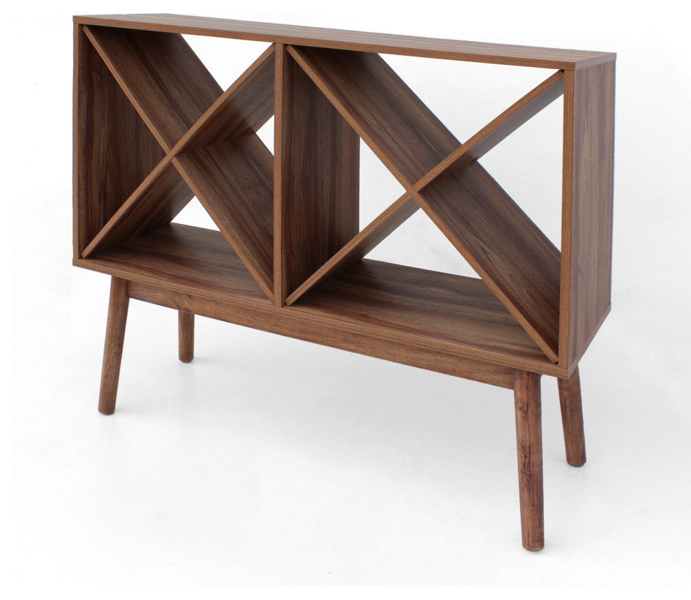 GDF Studio Britney Modern Sonoma Oak Finished Faux Wood Bar Cabinet, Light Walnu