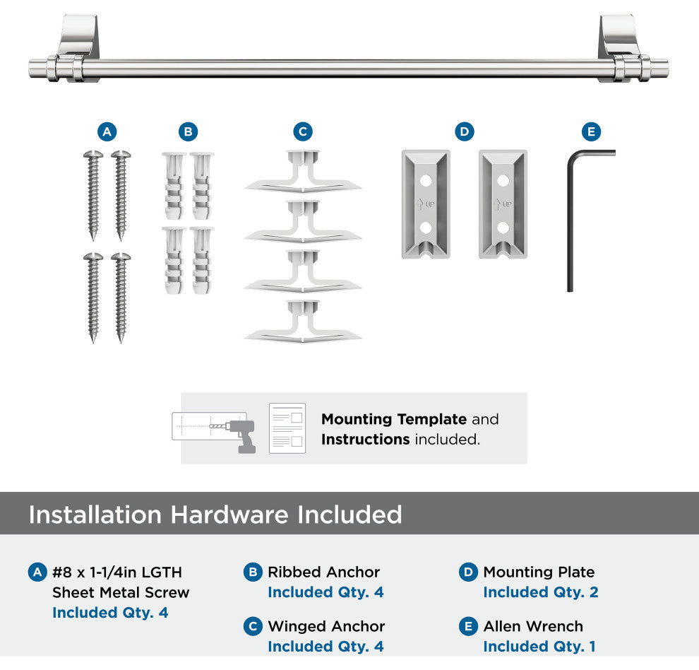 Amerock Davenport Transitional Towel Bar, Chrome, 18" Center-to-Center