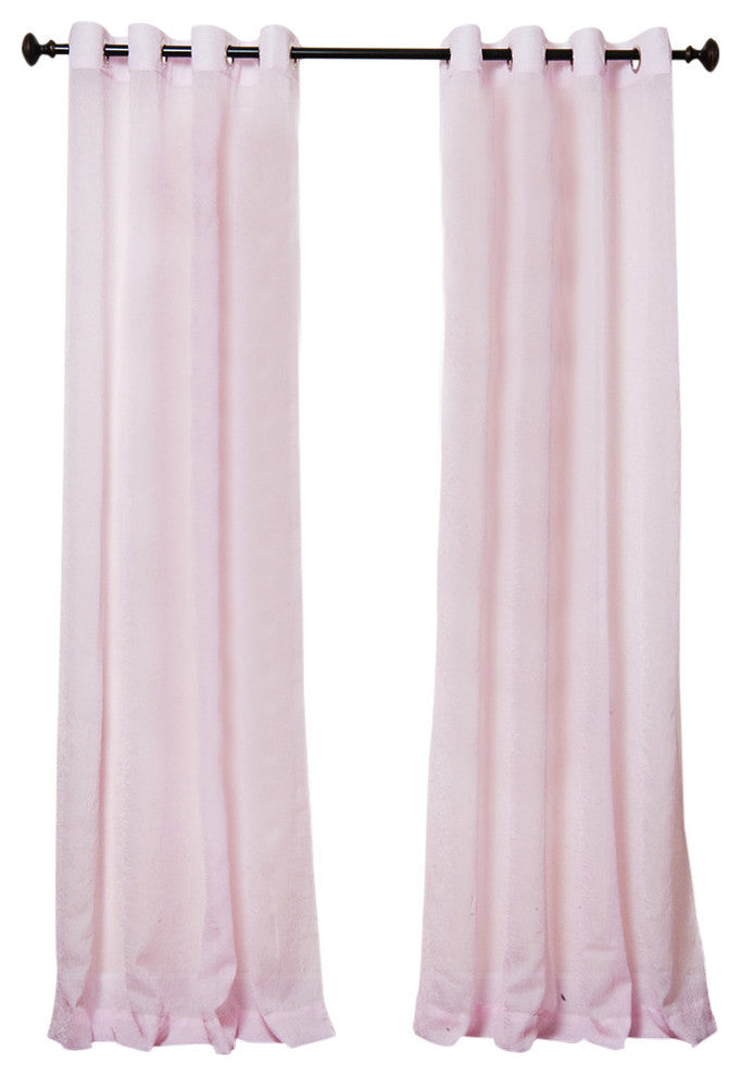Crushed Voil Sheer Grommet Top Curtain, Pink, 52"x96"