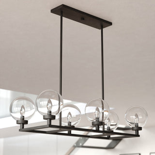 Lander 35" 6 Light Linear Chandelier Matte Black