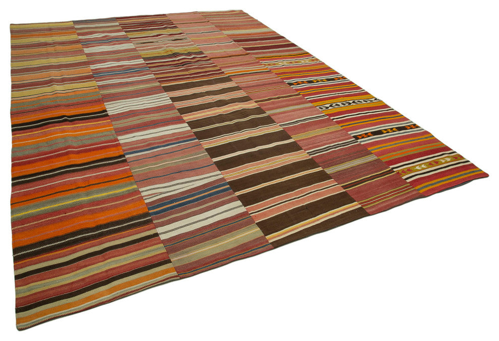Rug N Carpet - Handmade Oriental 9' 5'' x 12' 10'' Tribal Patchwork Kilim Rug