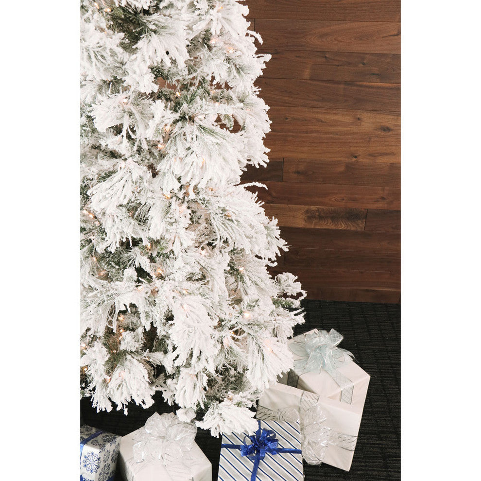 Flocked Snowy Pine Christmas Tree, 12', Smart String Lights