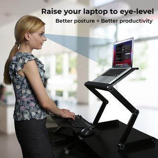 Workez Standing Desk Conversion Kit, Negative Tilt Keyboard Tray, Black