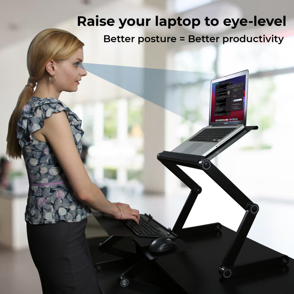 Workez Standing Desk Conversion Kit, Negative Tilt Keyboard Tray, Black