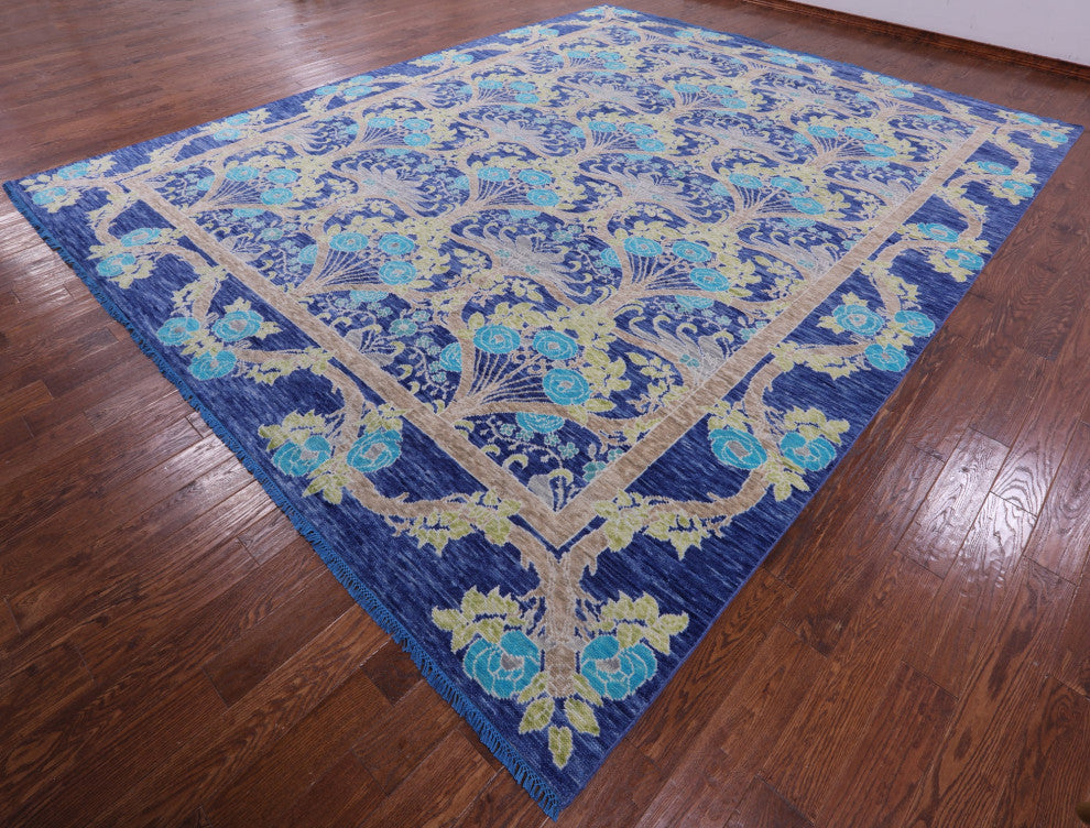 11' 11" X 15' 0" Handmade William Morris Wool Rug - Q15733