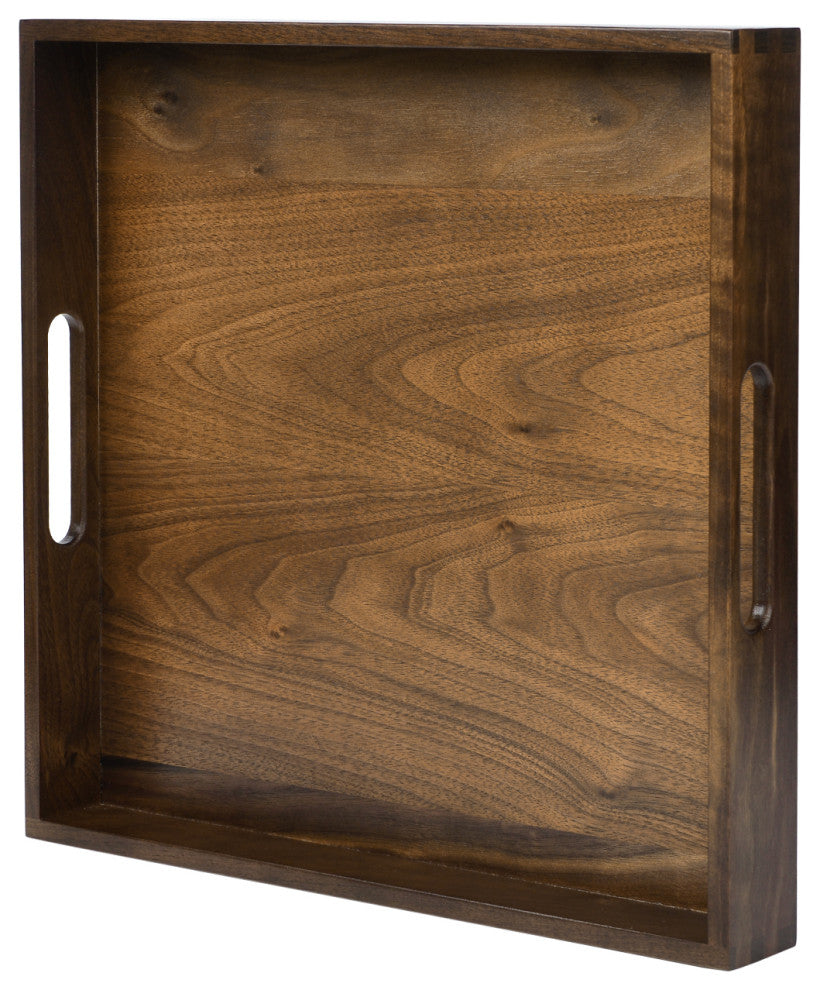 Square Black Walnut Solid Wood Tray Ottoman Tray, 14inch