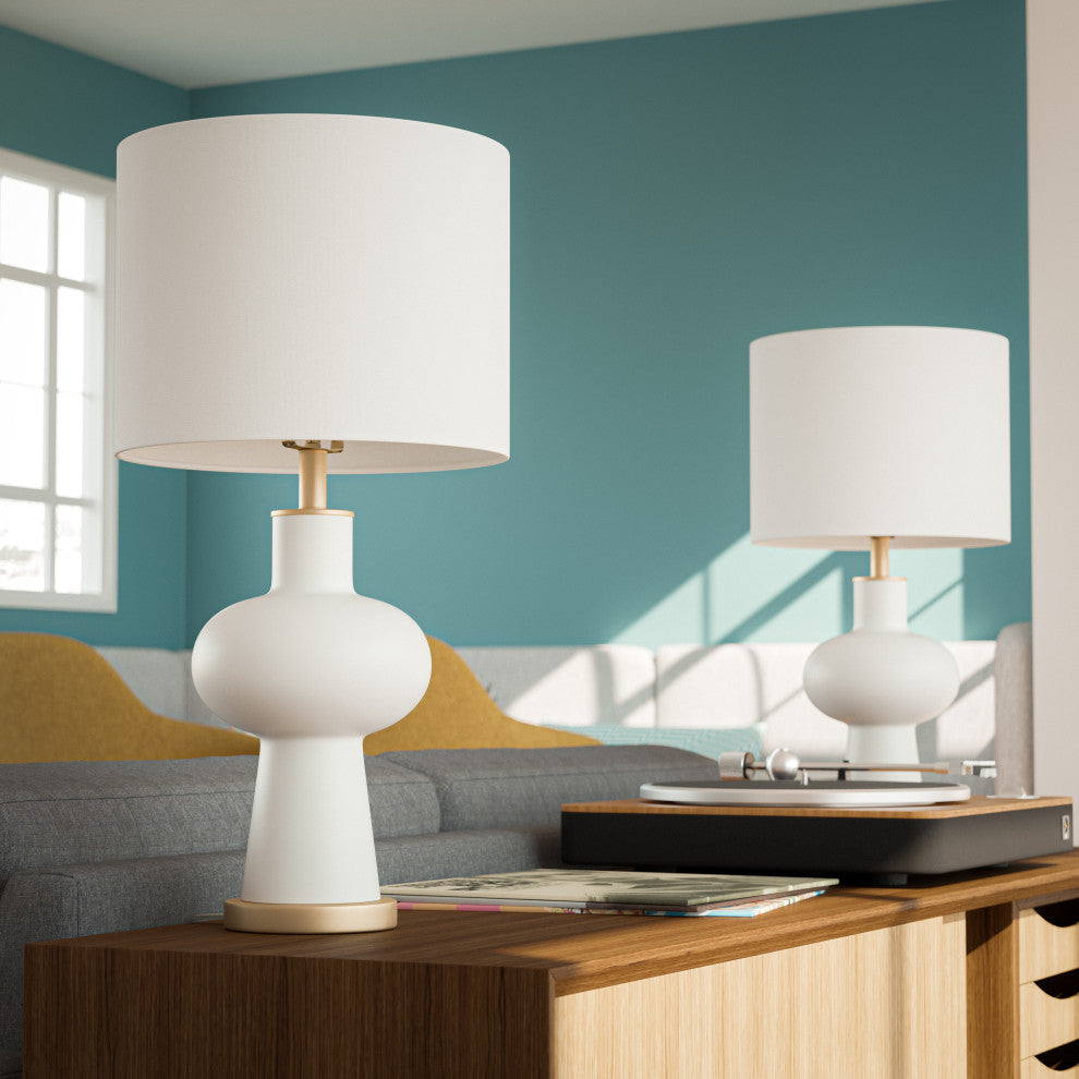 Kenroy 34343WH 1-Light Table Lamp, Saul