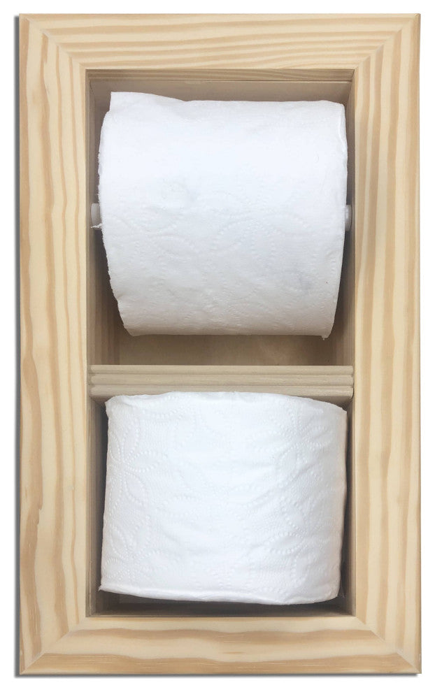 Bayshore Recessed Solid Wood Double Toilet Paper Holder 7 X 14.5, Unfinished