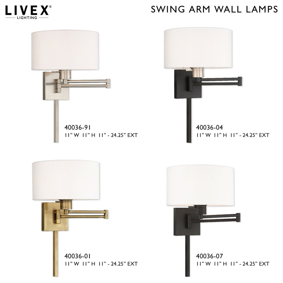 Livex Lighting Brushed Nickel 1-Light Swing Arm Wall Lamp