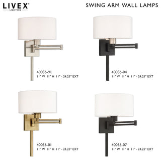 Livex Lighting Brushed Nickel 1-Light Swing Arm Wall Lamp