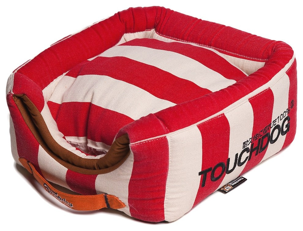 Touchdog Polo-Striped Convertible and Reversible 2-in-1 Dog House Bed