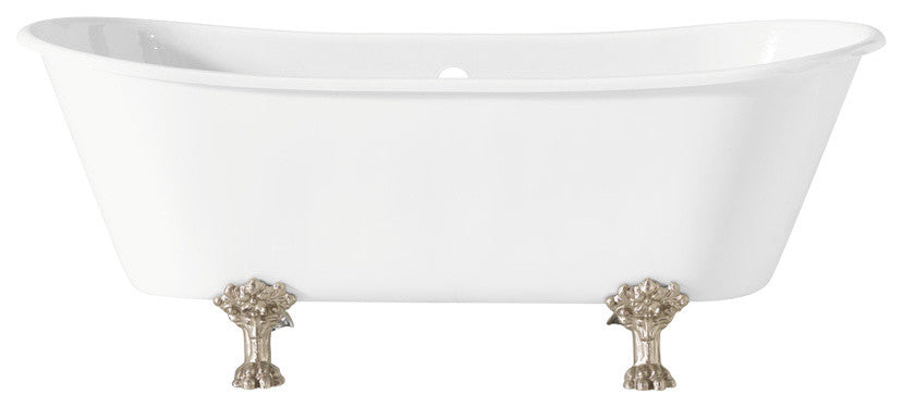 Cheviot Products Winchester Cast Iron Bathtub, White, Brushed Nickel