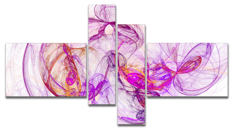 Billowing Smoke Magenta, Abstract Canvas art print, 60"x32", 4 panels