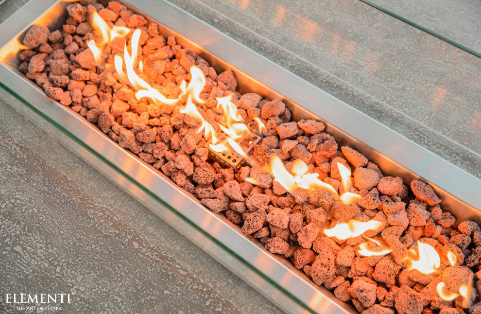 Hampton Rectangle Light Gray Concrete 56" Natural Gas Fire Table