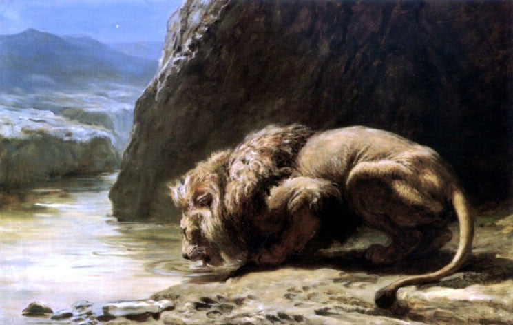Briton Riviere The King Drinks, 18"x27" Wall Decal