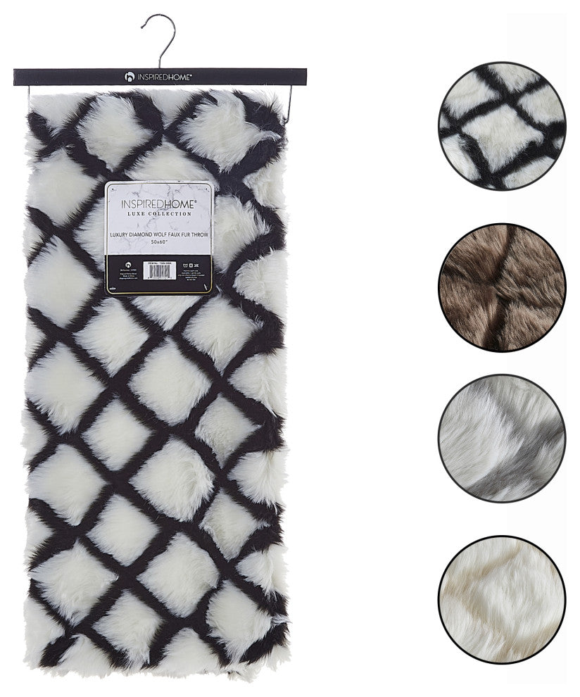 Inspired Home Cambree Throw Luxuriously Soft, Acrylic 50"x60", Black