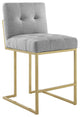 Privy Gold Stainless Steel Upholstered Fabric Counter Stool Gold Light Gray