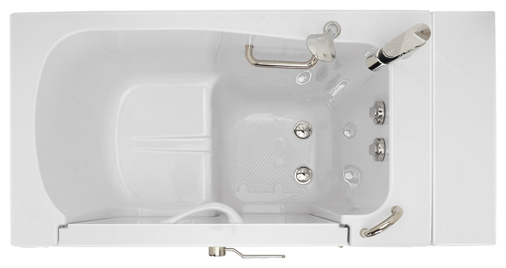 Ella Wheelchair Transfer 30"x52" Acrylic Soaking Walk-In Bathtub, Dual Drain