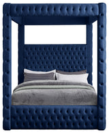 Royal Velvet Upholstered Bed, Navy, Queen