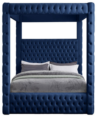 Royal Velvet Upholstered Bed, Navy, Queen