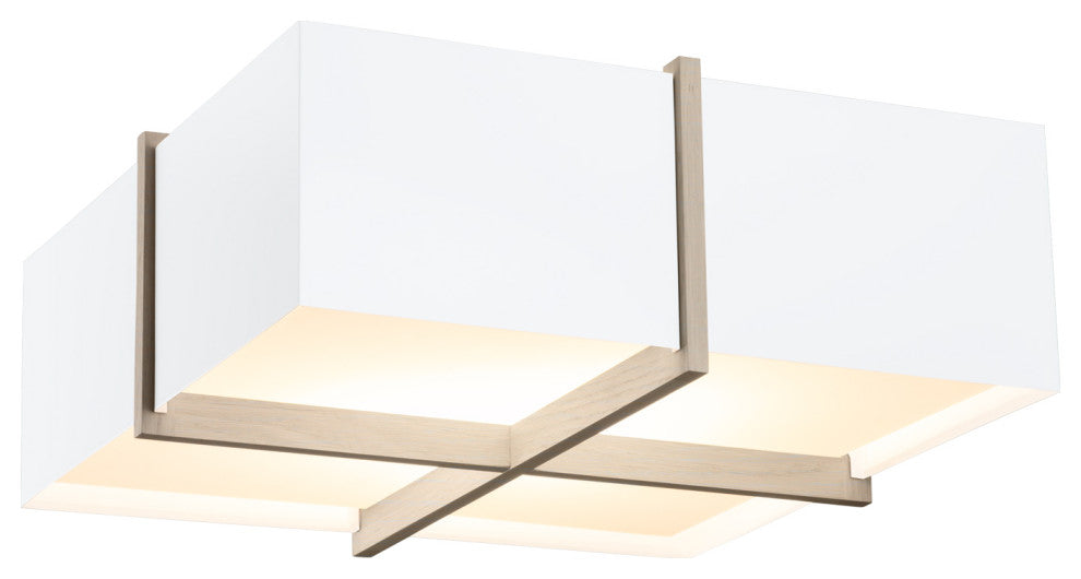 Veram Flushmount LED, White Washed Oak, Gloss White, 18, 4000k
